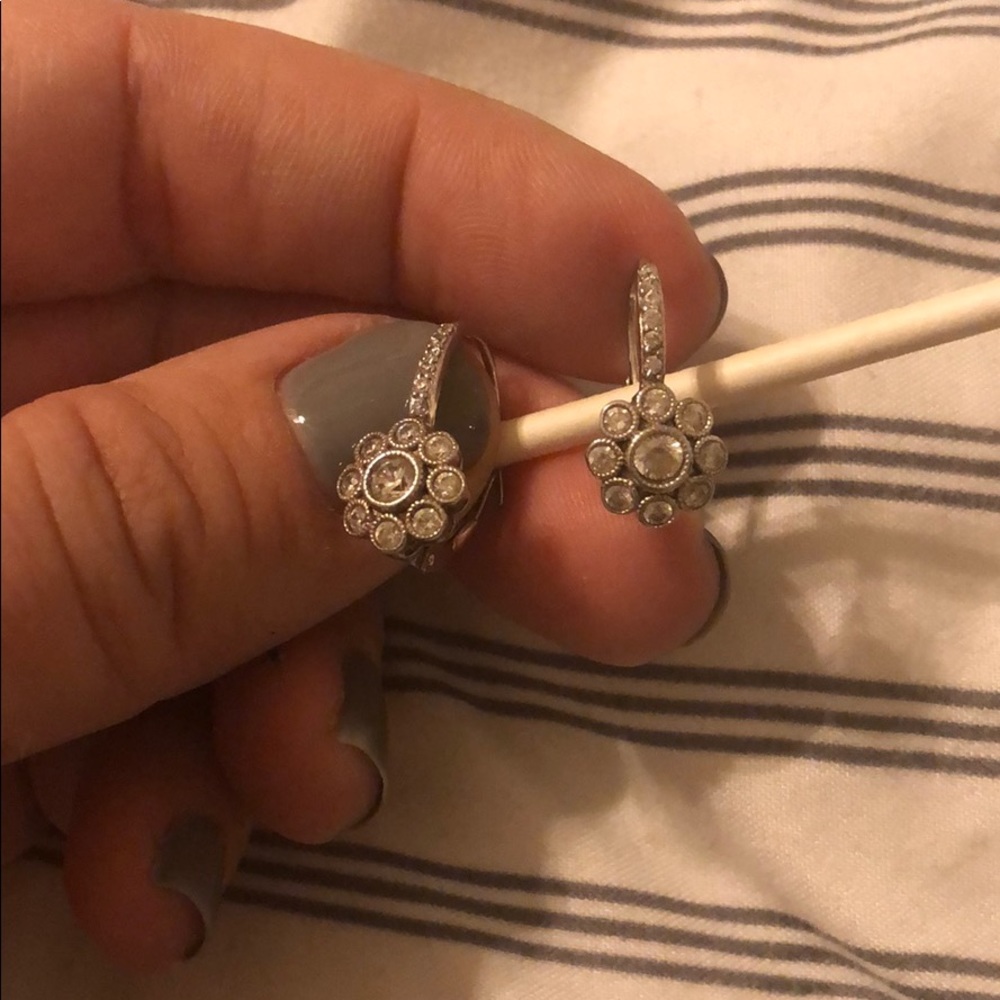 Antique sterling silver cubic zirconia earrings